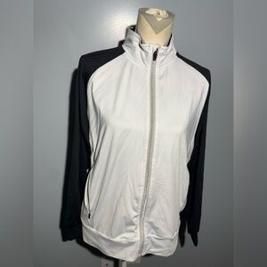 Women’s Classic Black and White Zip-Up Sweater